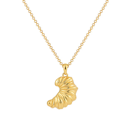 Fashion Food Irregular Croissant 925 Sterling Silver Necklace