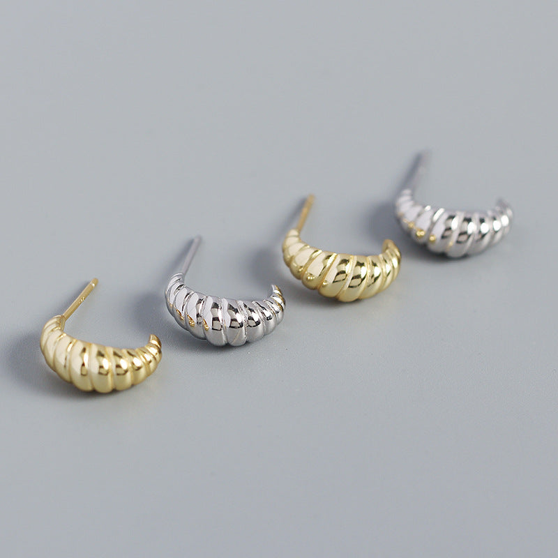 Modern Twisted OX Horn 925 Sterling Silver Stud Earrings