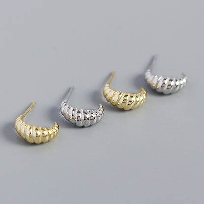 Modern Twisted OX Horn 925 Sterling Silver Stud Earrings