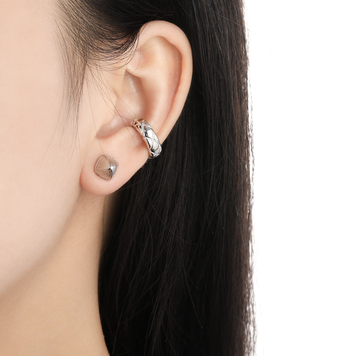 Mindful Irregular Triangular Pyramid 925 Sterling Silver Stud Earrings