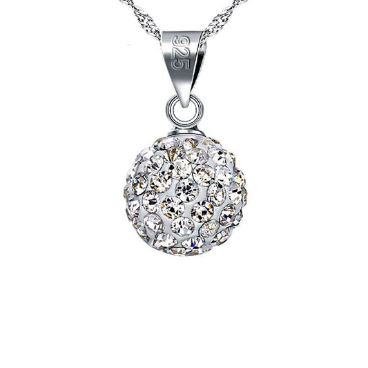 Fashion Round CZ Ball 925 Sterling Silver DIY Pendant