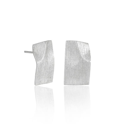 Fashion Geometry Irregular Rectangle Paper 925 Sterling Silver Stud Earrings