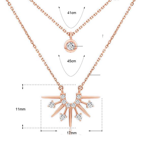 Modern Double Layer CZ Sun 925 Sterling Silver Necklace