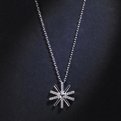 Mindful Sun Flower White/Rose Micro Setting 925 Sterling Silver Lucky Necklace
