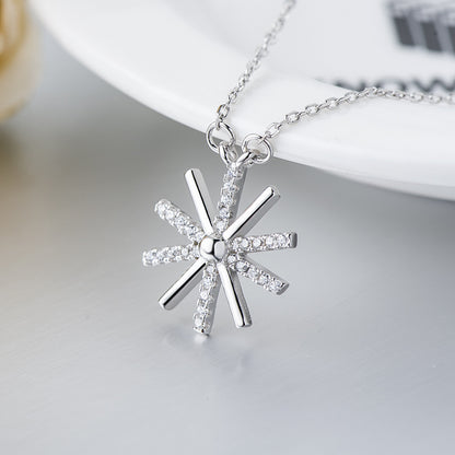 Mindful Sun Flower White/Rose Micro Setting 925 Sterling Silver Lucky Necklace