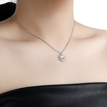 Anniversary Oval Butterfly Oval Signet 925 Sterling Silver Necklace
