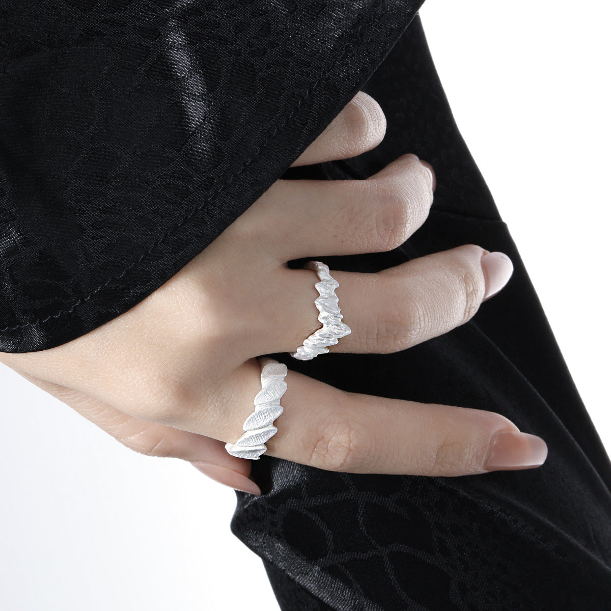 Office Irregular Lava 925 Sterling Silver Adjustable Ring