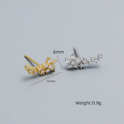 Girl Beautiful CZ Mini Flowers 925 Sterling Silver Stud Earrings