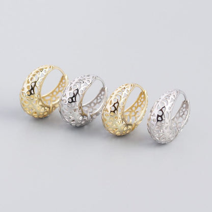 Fashion Hollow Circle 925 Sterling Silver Hoop Earrings