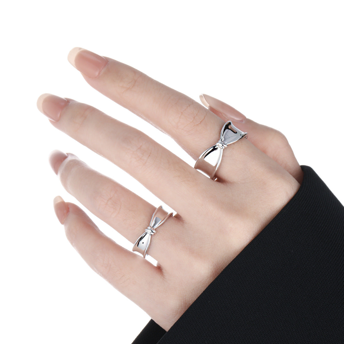 Girl Fashion Bow-knot 925 Sterling Silver Adjustable Ring