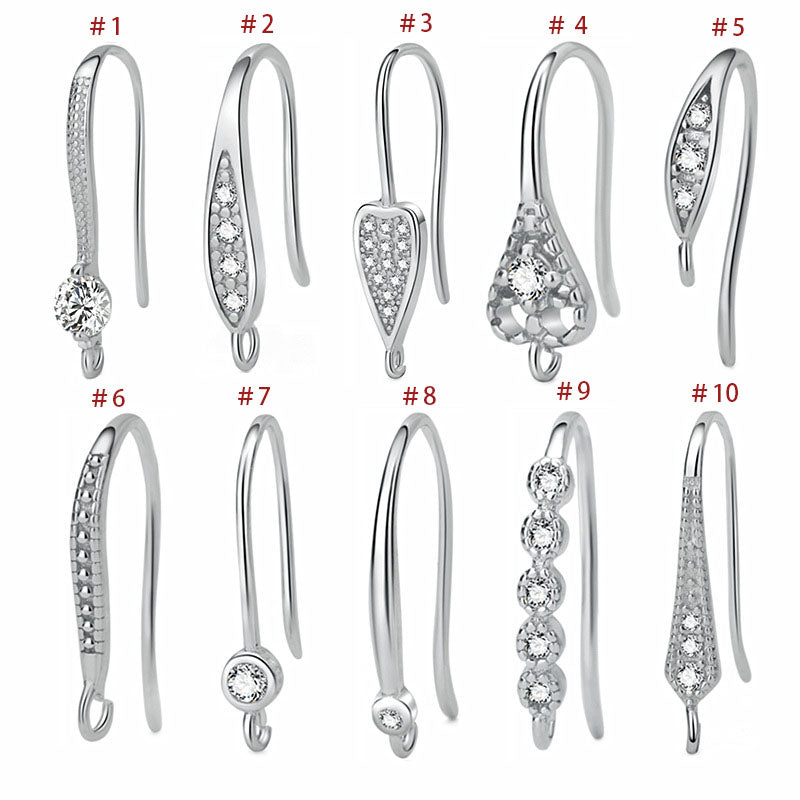 Modern CZ Waterdrop Leaf 925 Sterling Silver DIY Earrings Hooks