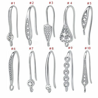 Modern CZ Waterdrop Leaf 925 Sterling Silver DIY Earrings Hooks